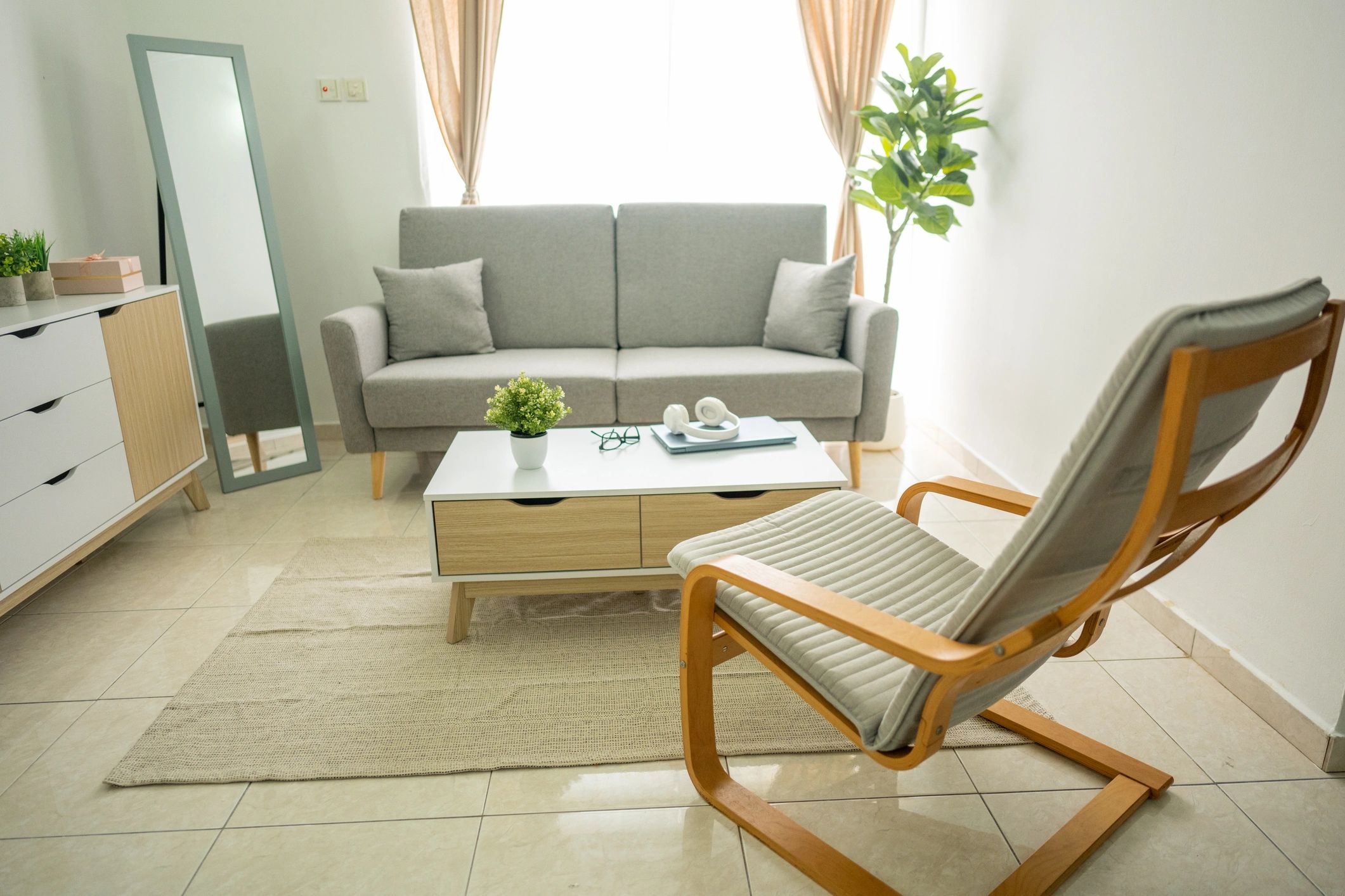 Serene neutral wellness room